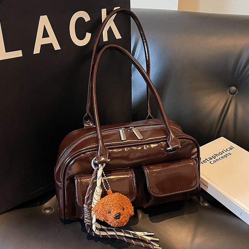 Quiet Luxury Bags Tote - ヴィンテージ風大容量ダブルポケットトートバッグ（レディース）-プレミアムミニマリストショルダー＆ハンドバッグ-静かな高級感ワーク通勤用バッグ-ソフトビーガンレザーのゆったりとしたオフィスサッチェル
