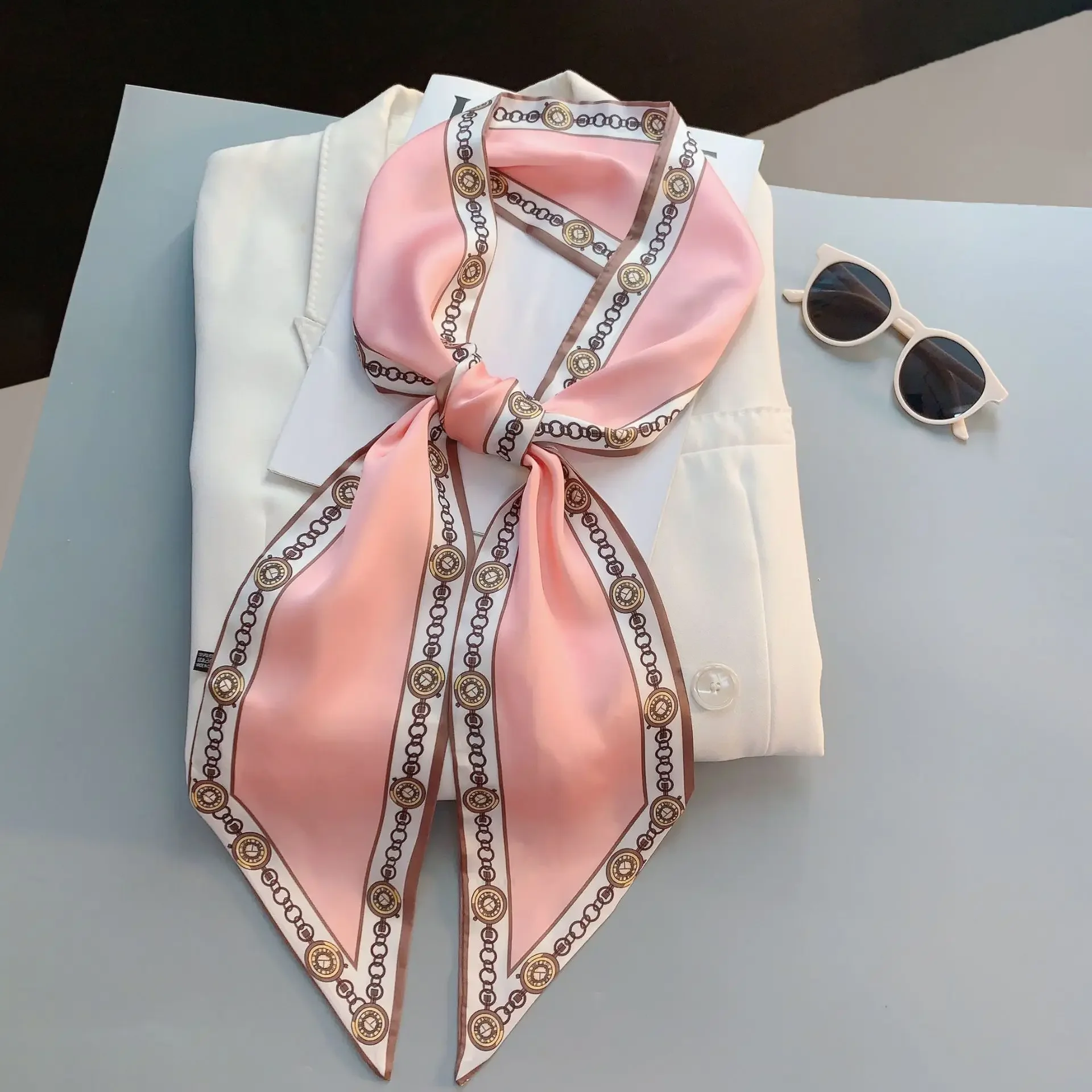 デザインプリントスキニースカーフ格子柄馬毛ヘアバンドスカーフ - Luxury Bags Brand のレビューと価格