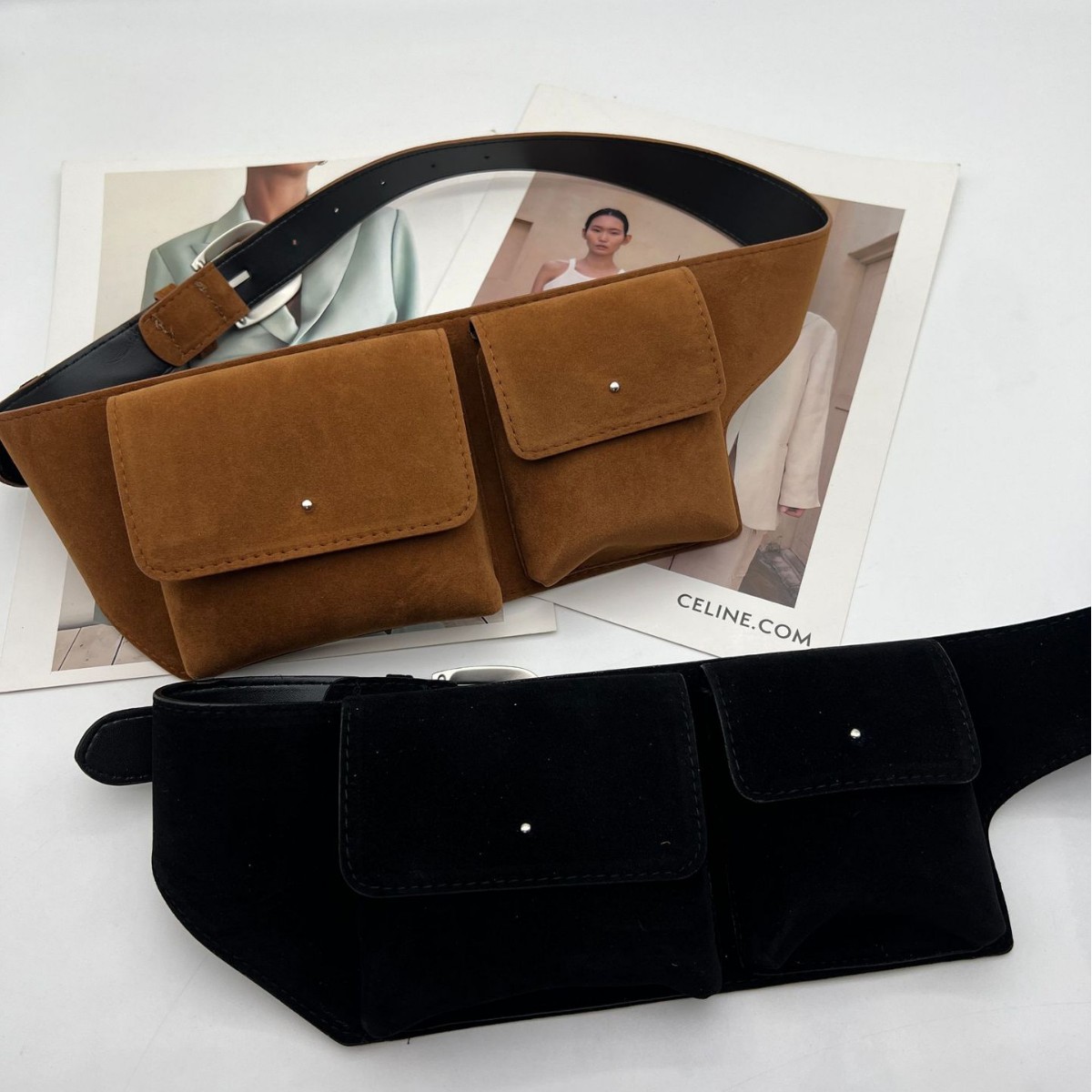 ヴィンテージ風スエードPUレザーウエストポーチ レディース  - Belt Bag Leather Wide のレビューと価格