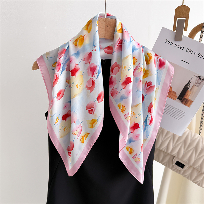 高級プリントスクエアスカーフ女性のシルクスカーフ春と夏の花バ - Luxury Bags For Summer のレビューと価格